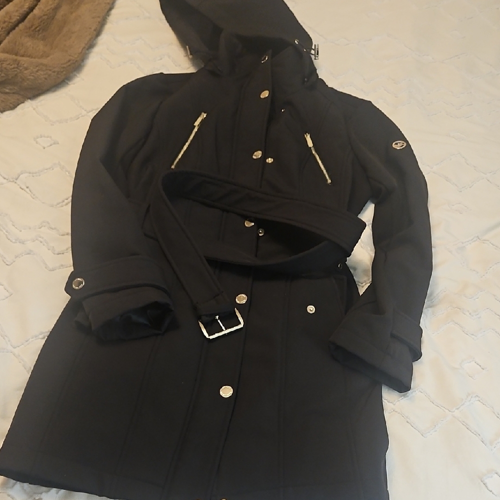 Michael Kors Black Hooded Trench Coat